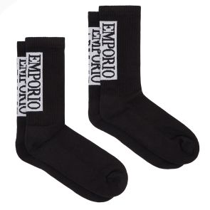 Emporio Armani Basic Terrycloth Socks 2-Pack EM000543 Black