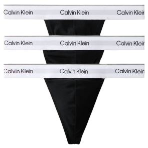 Calvin Klein Basic Icon Cotton Stretch Thongs 3-Pack NB4386 Black