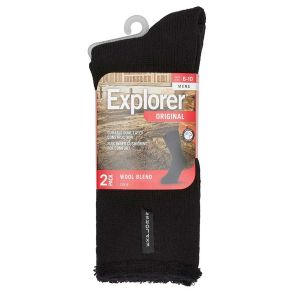 Bonds Explorer Original Wool Blend Socks 2-Pack S11382 Black