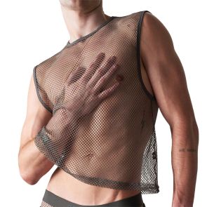 TEAMM8 Edge Net Muscle Tank TU-MCTEDG Gunmetal