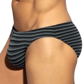 ES Collection Grey Stripes Bikini Brief UN613 Black