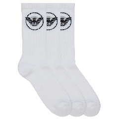 Emporio Armani Mens Knit Socks 3-Pack 303133 Bianco