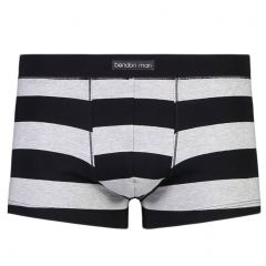 Bendon Man Low Rise Trunk 50-132 Black Rugby Stripe