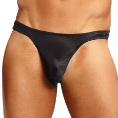 Male Power Satin Lycra Bong Thong 442-076 Black