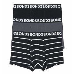 Bonds Everyday Trunk 3-Pack MWQ33A BW Stripes/Charcoal/Black