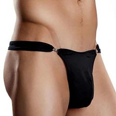 Male Power Nylon Spandex Bong Clip Thong PAK-820 Black