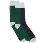 Ambra Bamboo Two Tone Crew Sock Evergreen