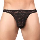 Male Power Stretch Lace Bong Thong 442-162 Black mens underwear