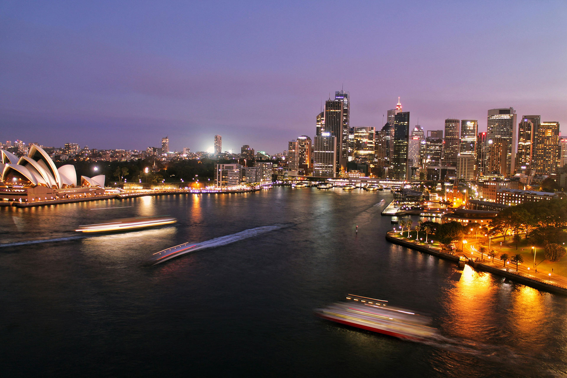 Night time view of Circular Quay, by Patrick McLachlan