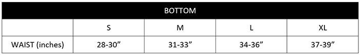 2xist Underwear Sizechart