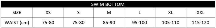 Bonds Swim Sizechart