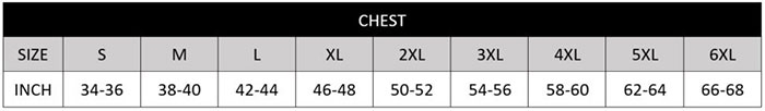 Jockey Shirt Sizechart