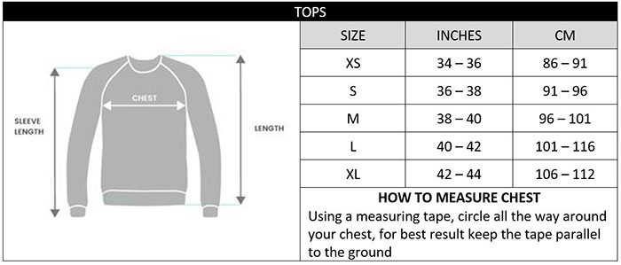 Shirt size chart - TEAMM8