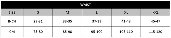 Tradie Underwear sizechart