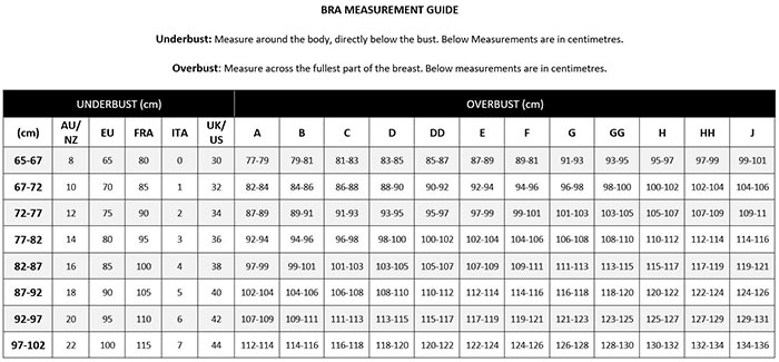 Bendon Bra Size Chart