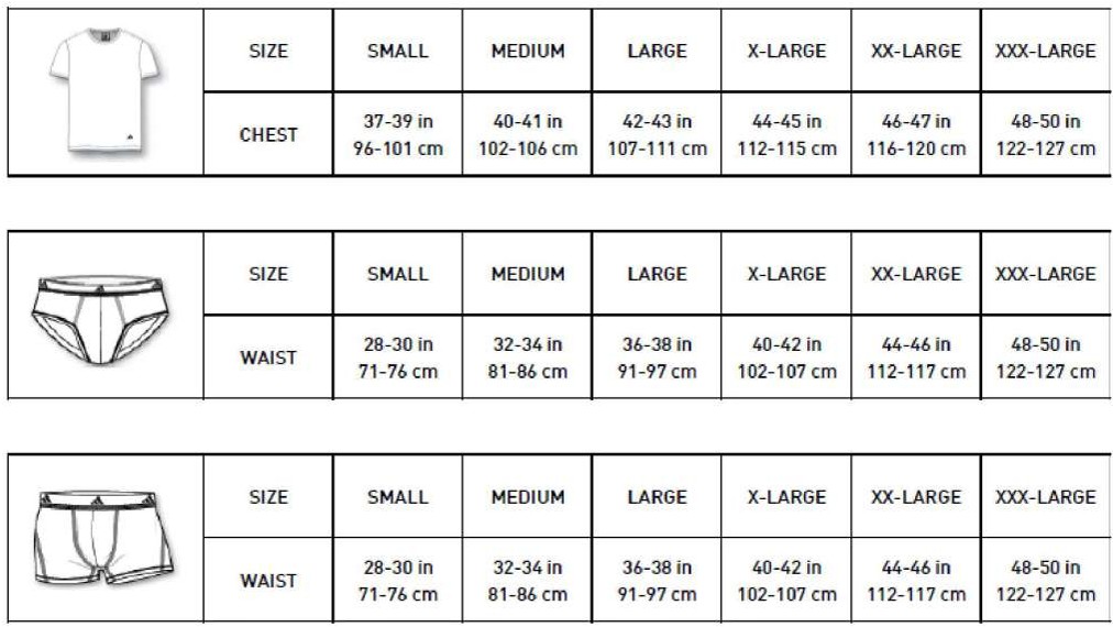 adidas size chart